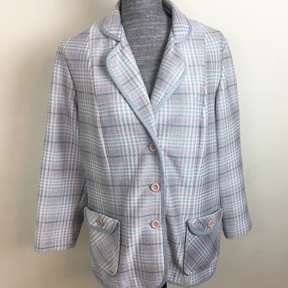 Vtg Marty Gutmacher Plaid Blazer Jacket
